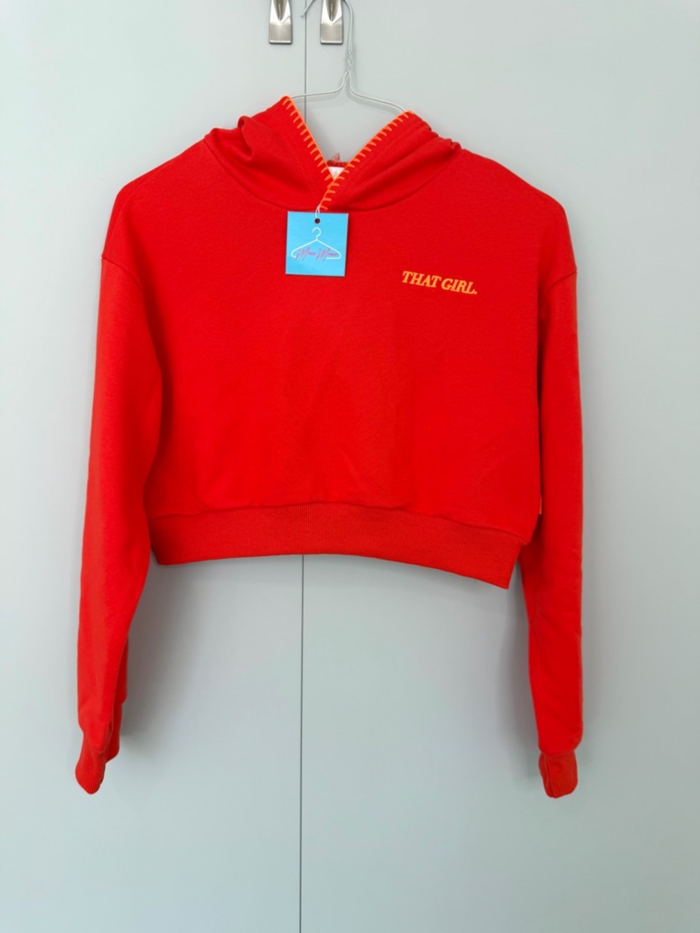 MINAA MONROE “That Girl” Cropped Hoodie in Red Orange MMS728